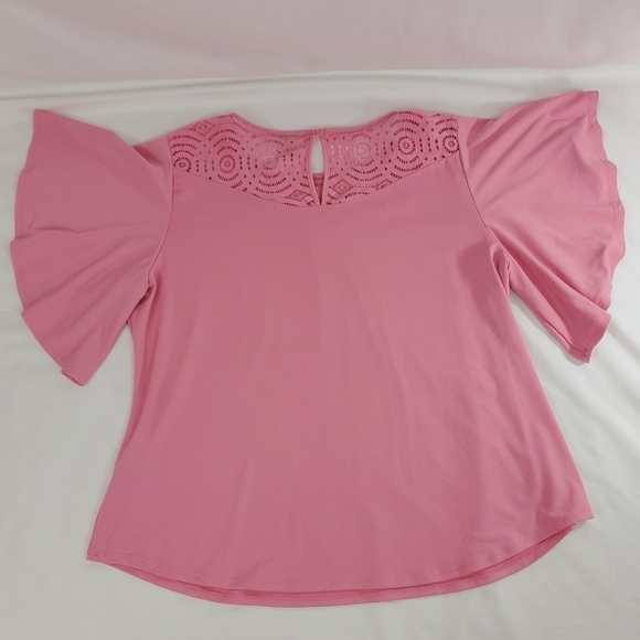 Worthington flutter sleeve Blouse with lace details - Picture 4 of 8